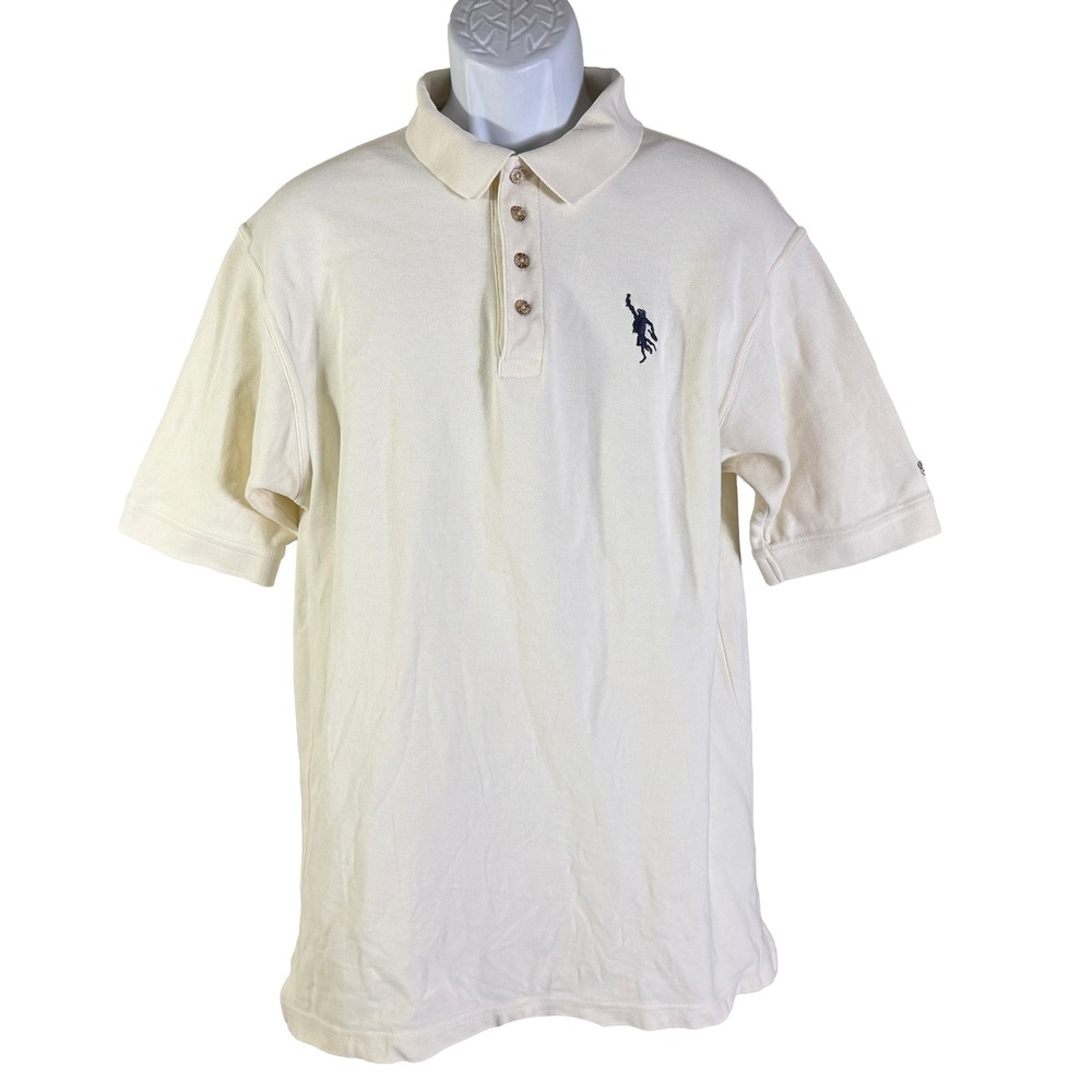 Eagle Dry Goods Polo Shirt Mens‎ L Cream Schramsberg Vineyard Embroidered Cotton